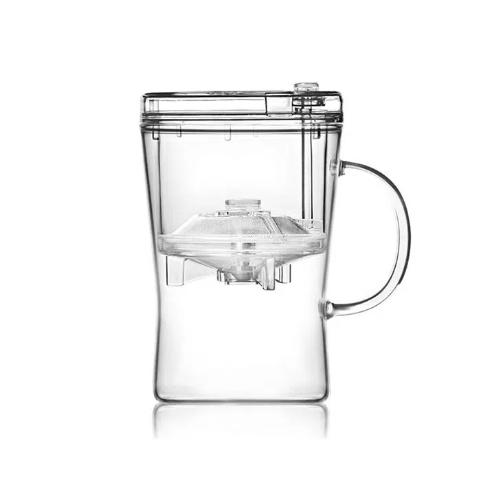 Small Glass Tea Infuser Mug with Lid - 400ml/13.5oz — detail 1