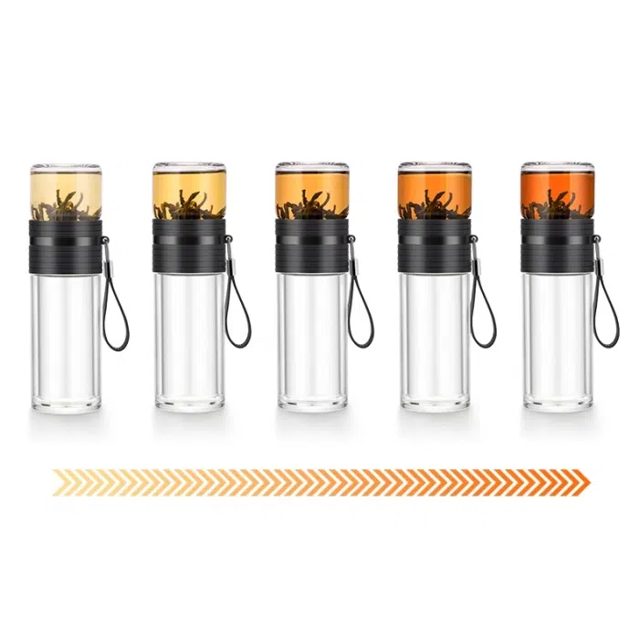 Double Wall Glass Tea Tumbler with Infuser/Storage 238 ml (8oz) — detail 3