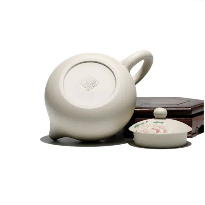 Peony Xishi Yixing Teapot & Tea Cup - White Jade Duanni Clay 250ml — detail 6