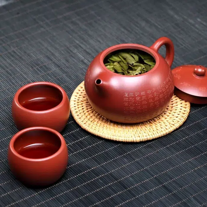 Zhu Ni Clay Yixing Teapot 'Heart Sutra Xi Shi' & 2 Tea Cups 250ml — detail 2