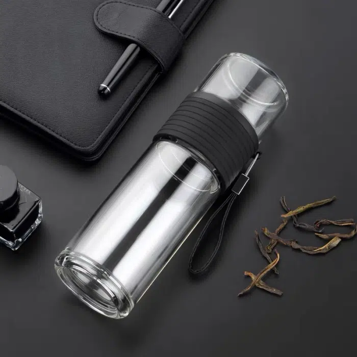 Double Wall Glass Tea Tumbler with Infuser/Storage 238 ml (8oz) — detail 7