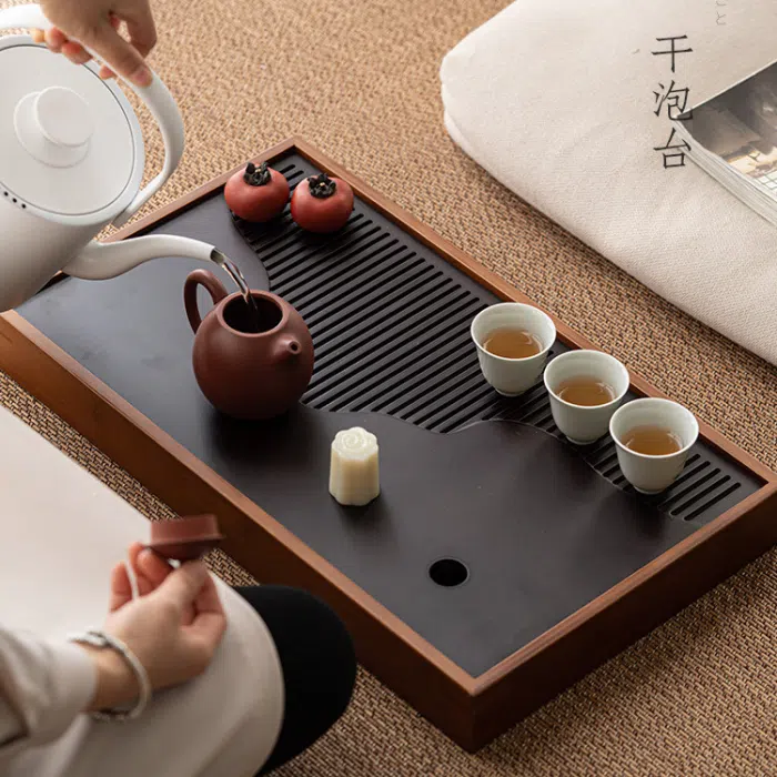 Modern Bamboo Gongfu Tea Table - Small/Medium Size & 2 Colours — detail 4