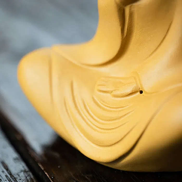 Faceless Buddha Tea Pet, Yellow Duan Ni Yixing Clay Figurine — detail 4