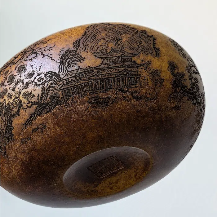 Yixing Long Gu Jin Sha Ni Clay Kyusu Teapot "Cicada & Bamboo" 180ml — detail 2