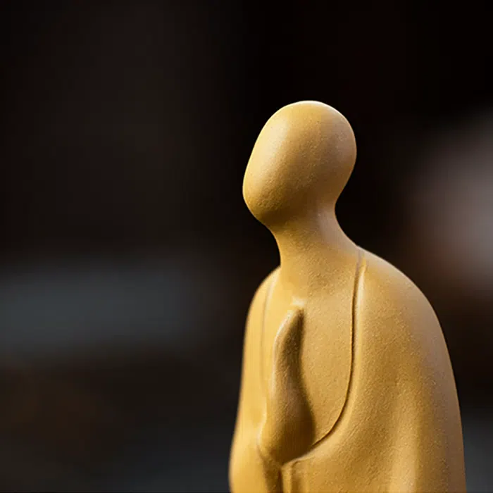 Faceless Buddha Tea Pet, Yellow Duan Ni Yixing Clay Figurine — detail 3