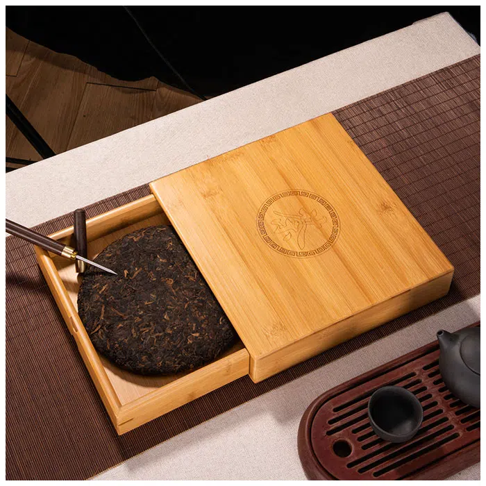 2-in-1 Bamboo Tea Tray & Wooden Storage Box For Pu Erh Tea — detail 2