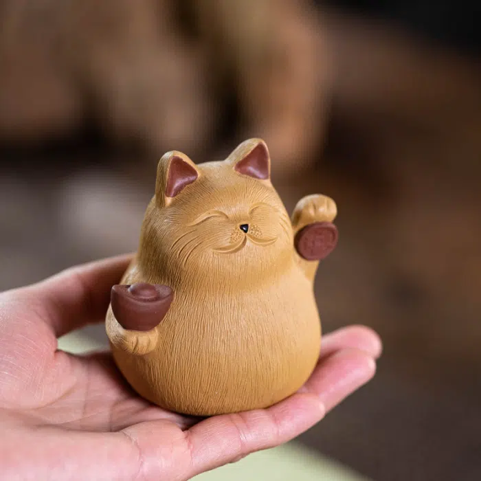 Cat Tea Pet - Lucky Cat Clay Figure — detail 2
