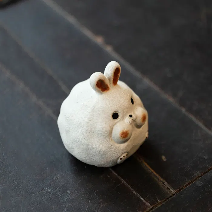Chubby Bunny Rabbit Tea Pet, White Duan Ni Clay — detail 1