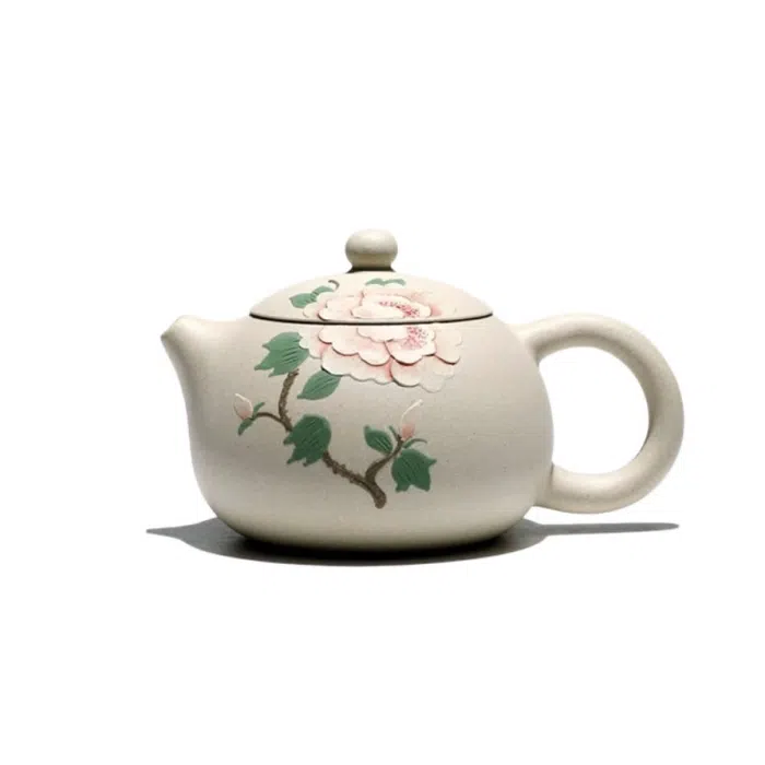 Peony Xishi Yixing Teapot & Tea Cup - White Jade Duanni Clay 250ml — detail 5
