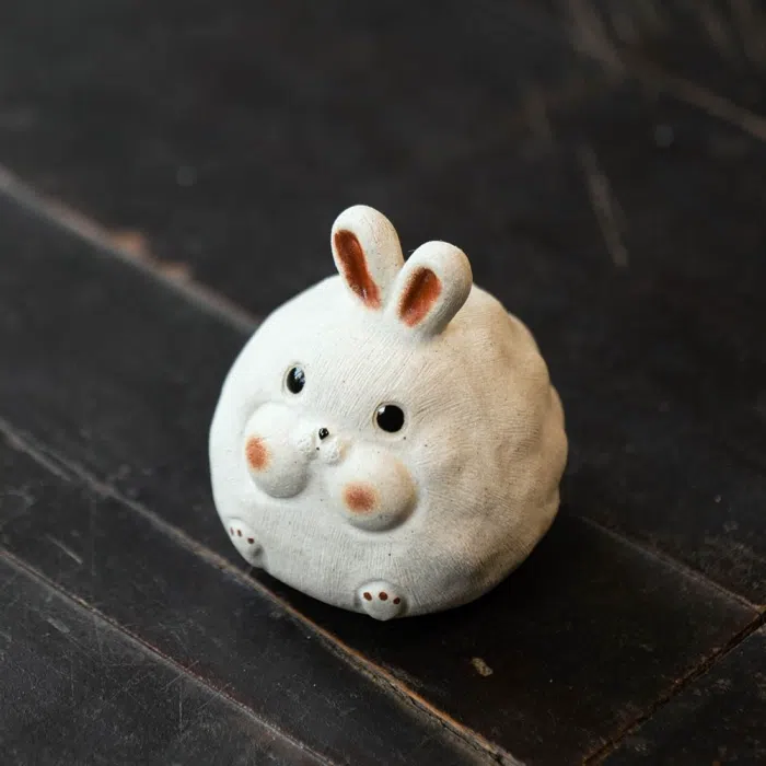 Chubby Bunny Rabbit Tea Pet, White Duan Ni Clay — detail 2