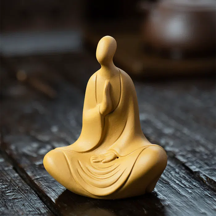 Faceless Buddha Tea Pet, Yellow Duan Ni Yixing Clay Figurine — detail 2