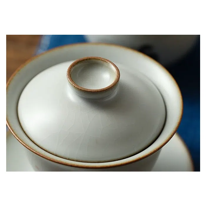 Ru Kiln Artisan Cat Gaiwan – Handmade Ruyao Gaiwan, Crackle Glaze 160ml — detail 2