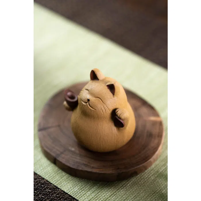 Cat Tea Pet - Lucky Cat Clay Figure — detail 1