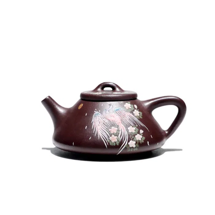 Purple Clay, Ziye Shipiao Yixing Teapot with Phoenix Painting 230ml — detail 5