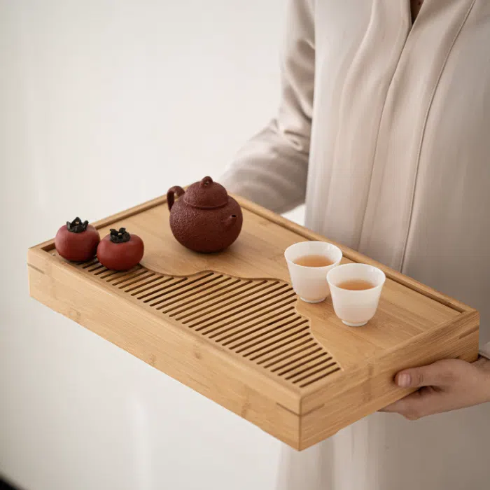Modern Bamboo Gongfu Tea Table - Small/Medium Size & 2 Colours — detail 2