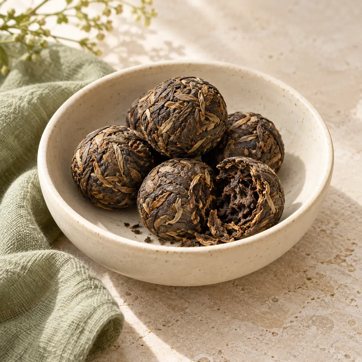 Individual compressed pu erh tea dragon balls