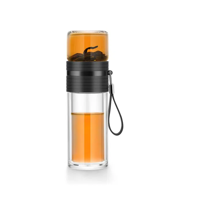 Double Wall Glass Tea Tumbler with Infuser/Storage 238 ml (8oz) — detail 1
