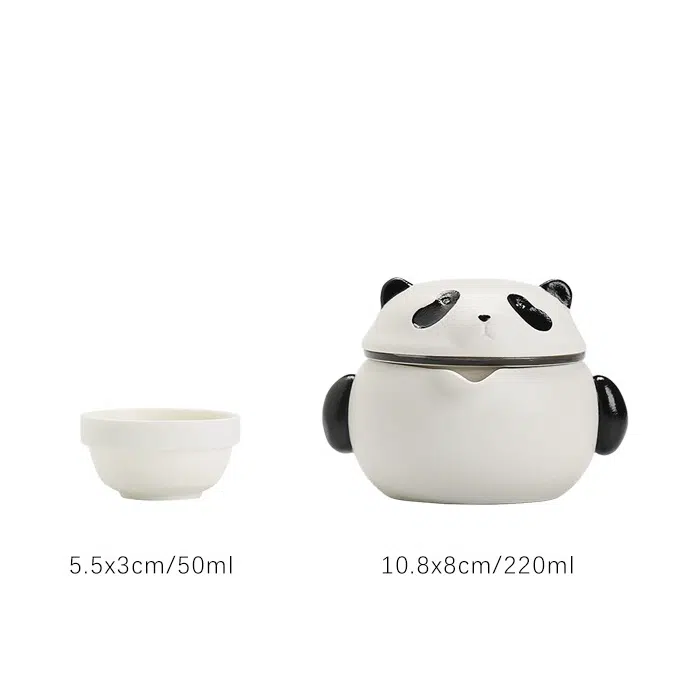 Cute Panda Tea Set with 3 Cups & Compact Travel Bag — detail 5
