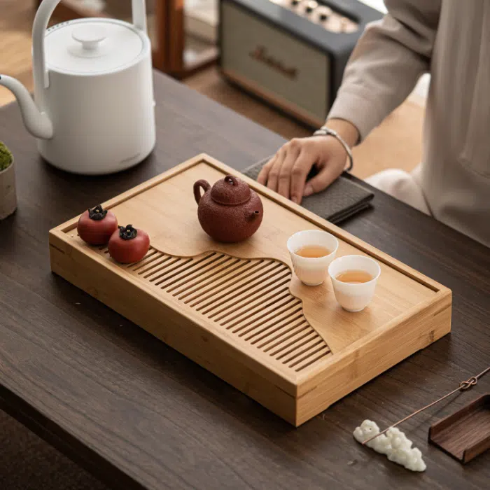 Modern Bamboo Gongfu Tea Table - Small/Medium Size & 2 Colours — detail 1
