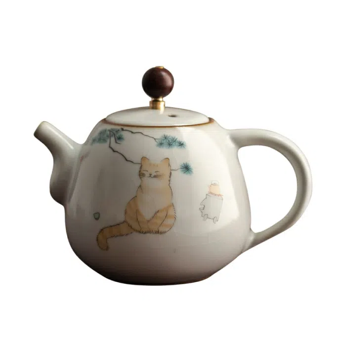 Ruyao Cat Teapot – Ru Kiln Crackle Glaze Gongfu Teapot 280ml — detail 7