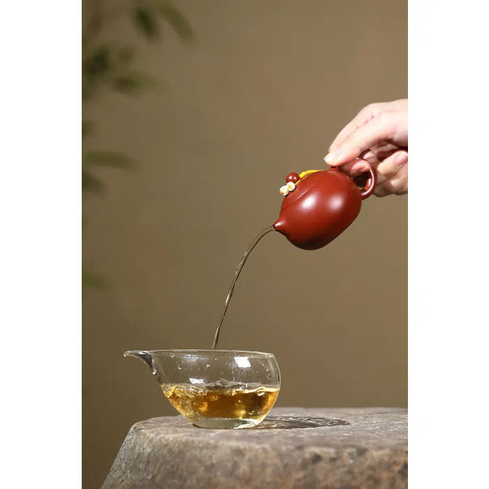 Small Xishi Yixing Teapot, Red Zhu Ni Clay Teapot 100ml — detail 3