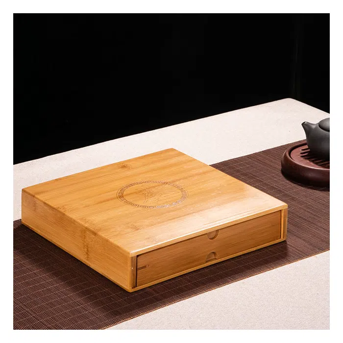 2-in-1 Bamboo Tea Tray & Wooden Storage Box For Pu Erh Tea — detail 1