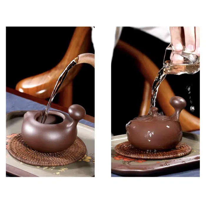 Yixing Purple Clay 'Spirit Moon' Xishi Kyusu Teapot 210ml — detail 4