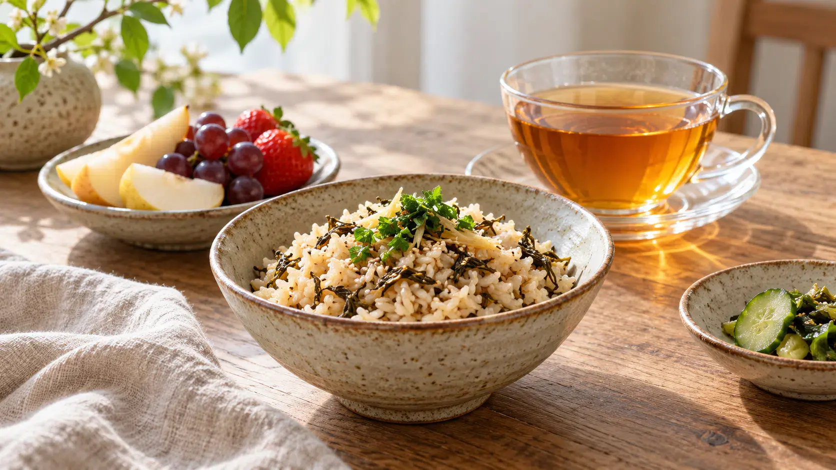 Tea infused food and a cup of tea