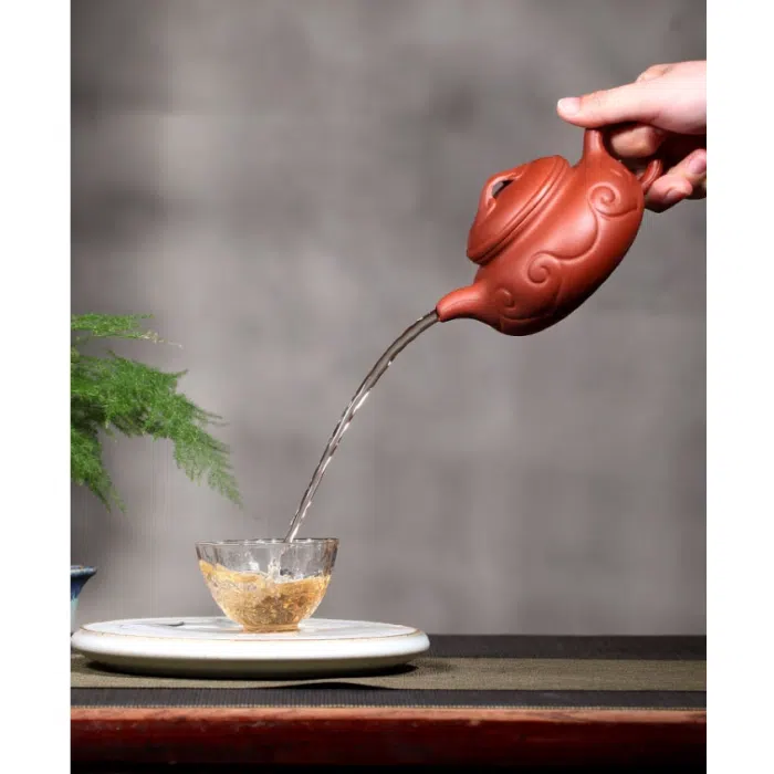 Da Hong Pao Clay Teapot - Fang Gu Hu by Artist Wang 200 ml (6.7 oz) — detail 5