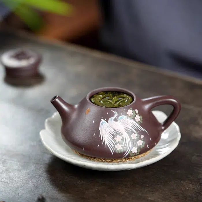 Purple Clay, Ziye Shipiao Yixing Teapot with Phoenix Painting 230ml — detail 3