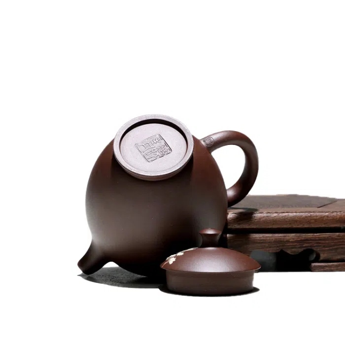 Peony Yixing Teapot, Purple Zi Ni Clay, Peony Flower Clay Painting 160ml — detail 4
