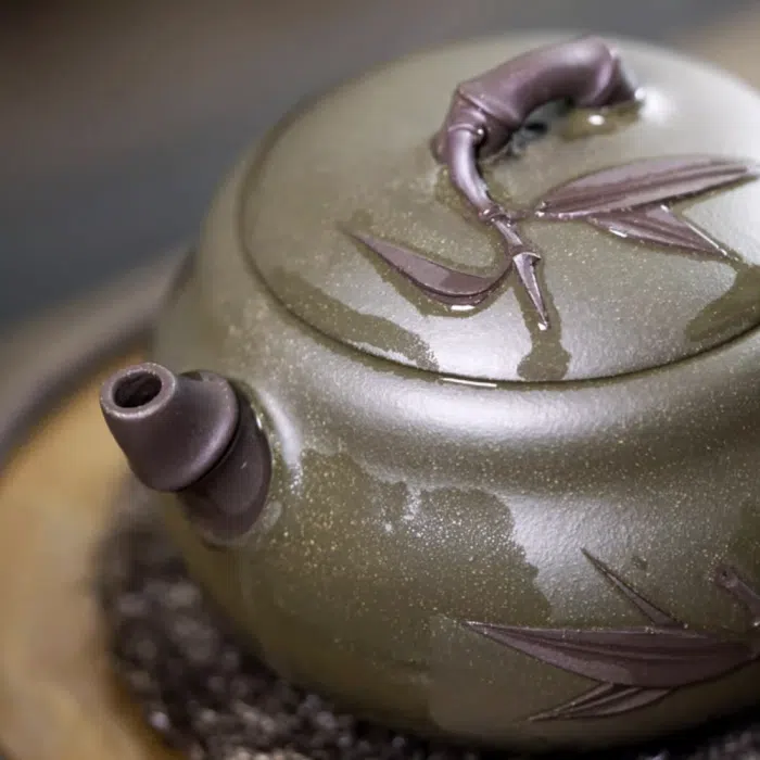 Dou Qing Clay Yixing Bamboo Gourd Teapot & 2 Cups 270ml — detail 4