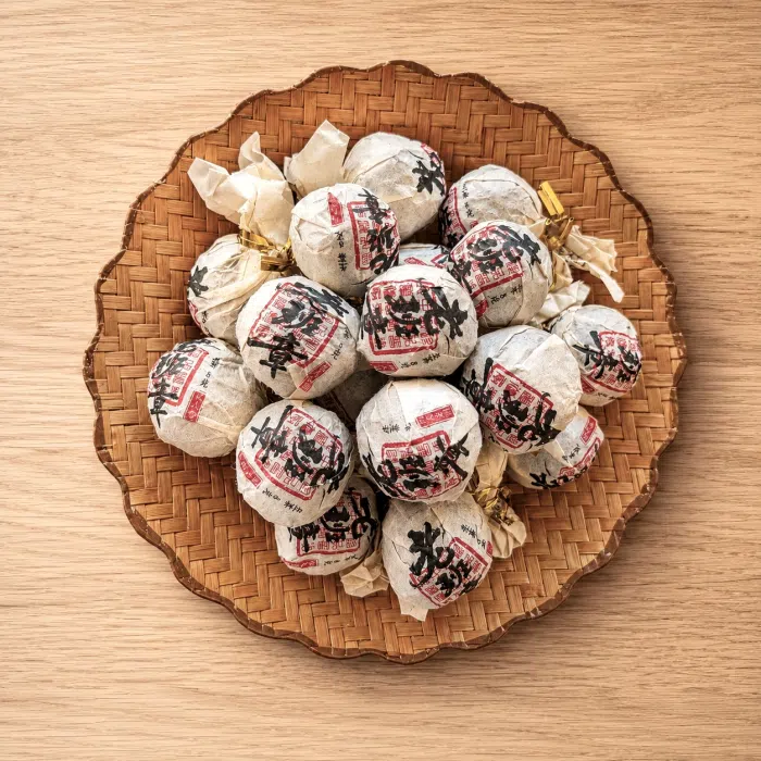2019 Ancient Trees Lao Ban Zhang Raw Pu Erh Tea Balls — detail 3