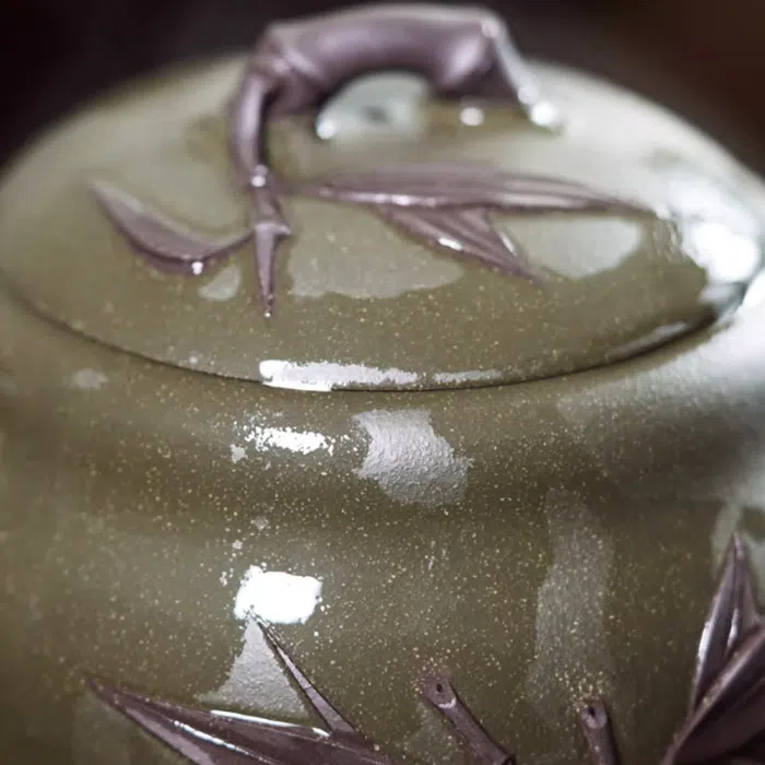 Dou Qing Clay Yixing Bamboo Gourd Teapot & 2 Cups 270ml — detail 5
