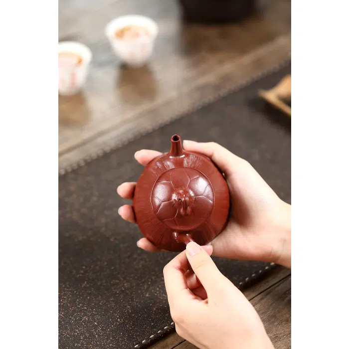 Handmade Yixing Hong Pi Long Clay Lotus Teapot 120ml — detail 2